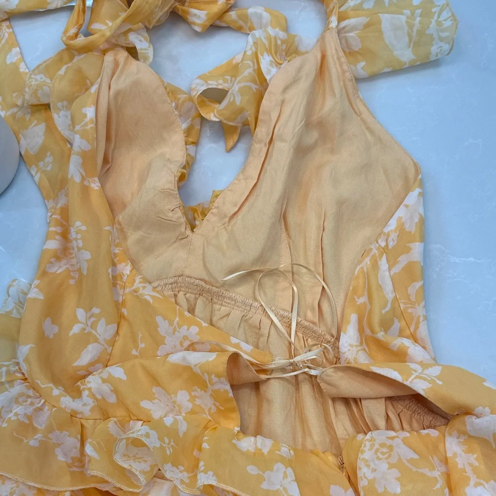Abercrombie & Fitch Drama Ruffle Maxi Dress sz L GUC